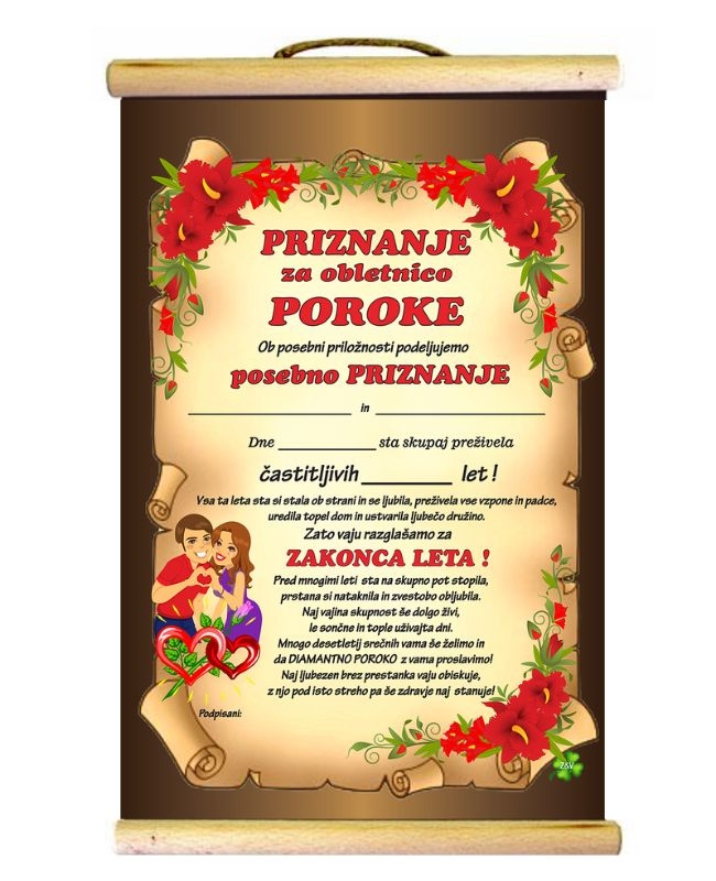 PRIZNANJE OBLETNICA POROKE